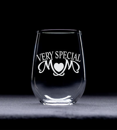 Very Special Mom 17 oz. Stemless Wine Glass - Mom Themed Gift for Women