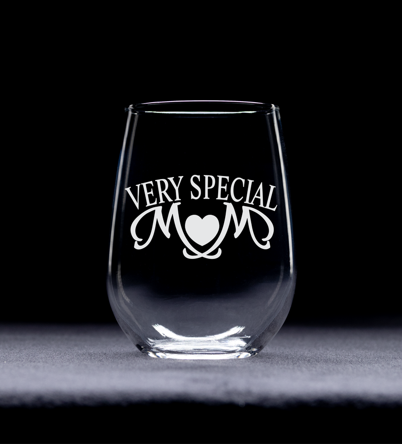 Very Special Mom 17 oz. Stemless Wine Glass - Mom Themed Gift for Women