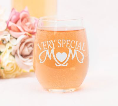 Very Special Mom 17 oz. Stemless Wine Glass - Mom Themed Gift for Women