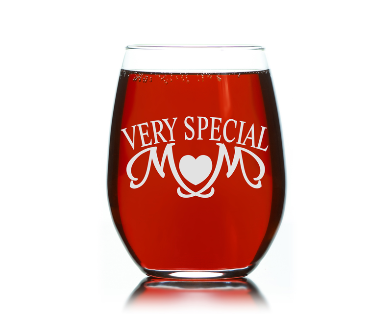 Very Special Mom 17 oz. Stemless Wine Glass - Mom Themed Gift for Women