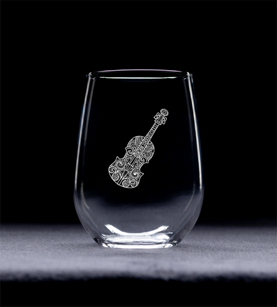 Violin Stemless Wine Glass - Violin Themed Gift for Women and Men -  17 oz.