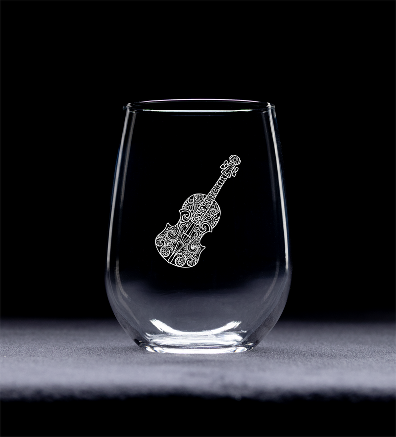 Violin Stemless Wine Glass - Violin Themed Gift for Women and Men -  17 oz.