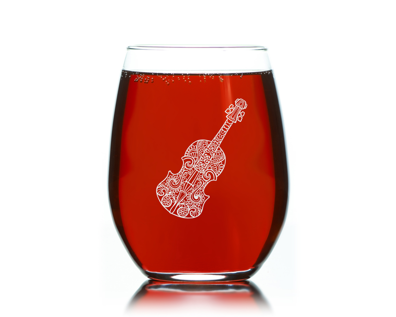 Violin Stemless Wine Glass - Violin Themed Gift for Women and Men -  17 oz.