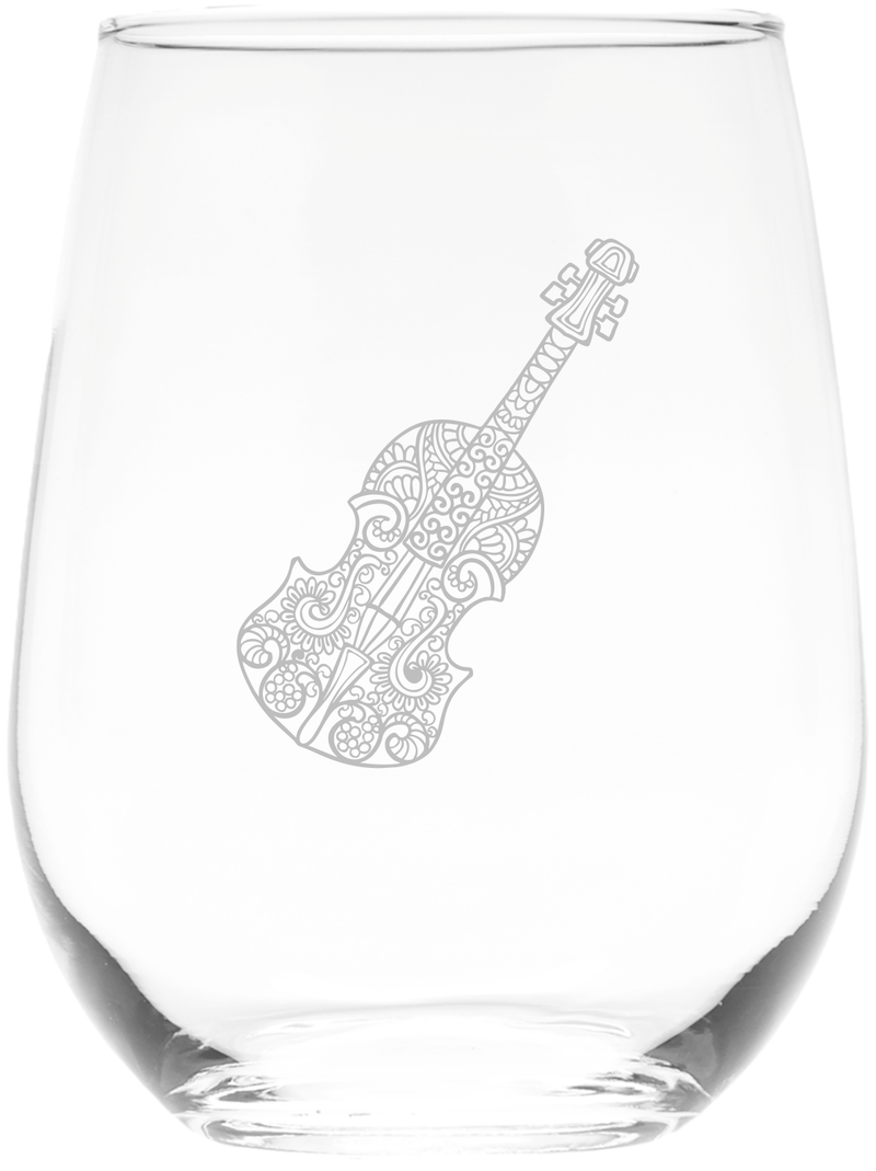 Violin Stemless Wine Glass - Violin Themed Gift for Women and Men -  17 oz.
