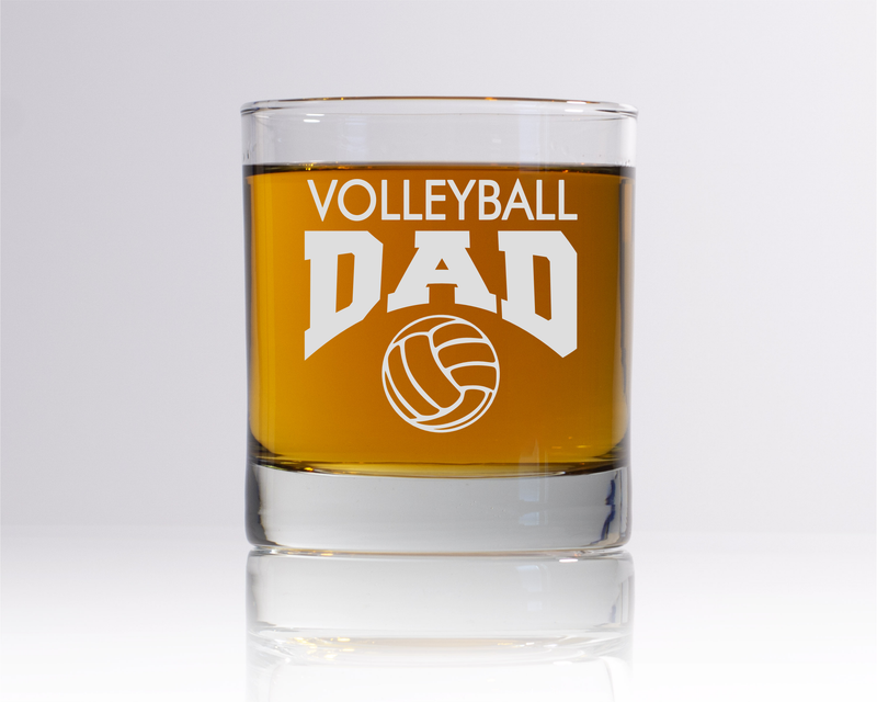 Volleyball Dad Whiskey Rocks Glass - Volleyball Dad Themed Gift for Men - 11 oz.