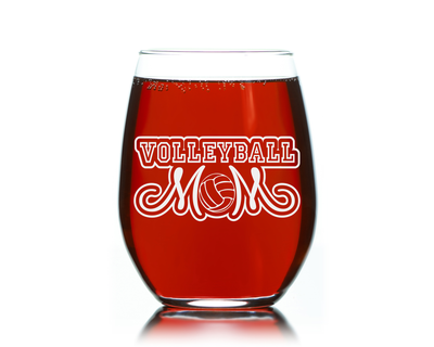 Volleyball Mom Stemless Wine glass, 17 oz. - Volleyball Mom Themed Gift for Women