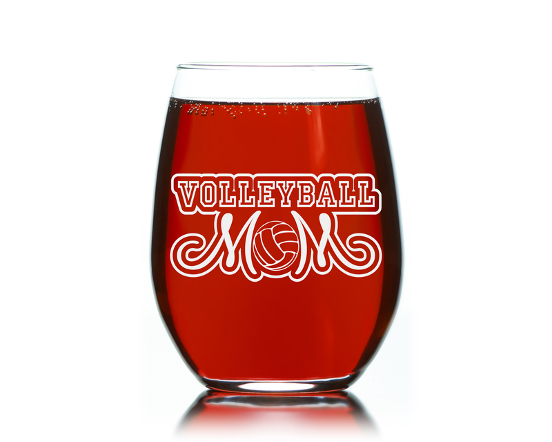 Volleyball Mom Stemless Wine glass, 17 oz. - Volleyball Mom Themed Gift for Women