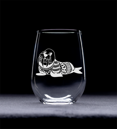 Walrus Stemless Wine Glass - Walrus Themed Gift for Women and Men -  17 oz.