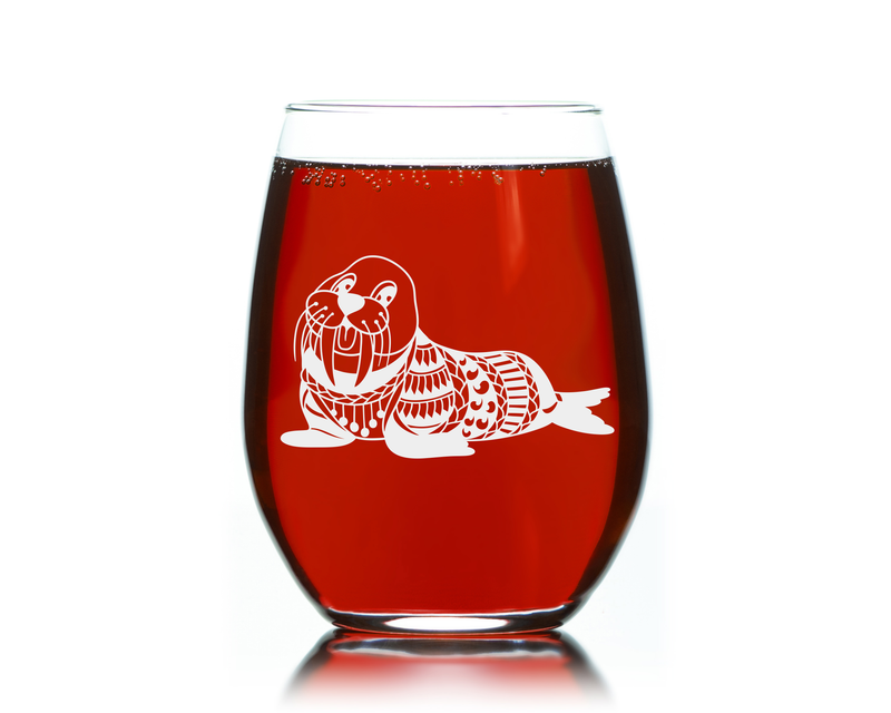 Walrus Stemless Wine Glass - Walrus Themed Gift for Women and Men -  17 oz.