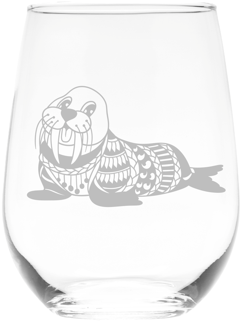Walrus Stemless Wine Glass - Walrus Themed Gift for Women and Men -  17 oz.