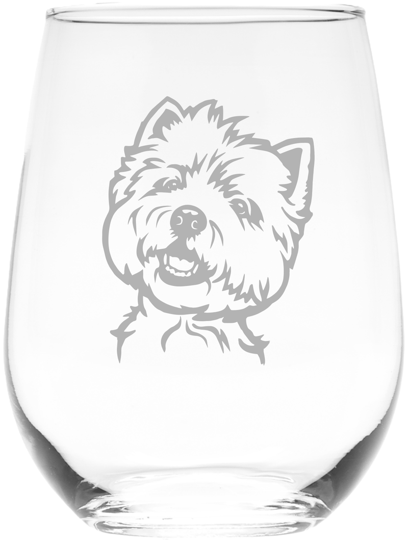 West Highland Terrier Themed, Dog Stemless Wine Glass - Dog Lover Gift for Men and Women - 17 oz. (Style W1)