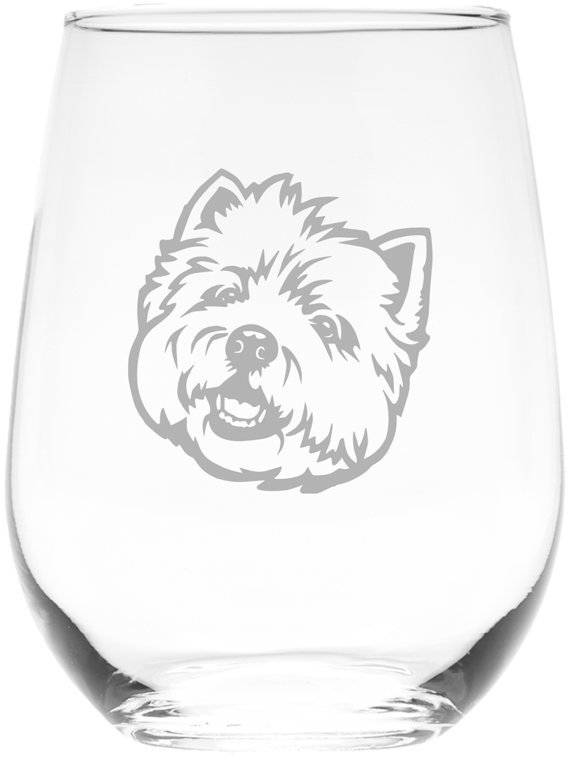 West Highland Terrier  Themed, Dog Stemless Wine Glass - Dog Lover Gift for Men and Women - 17 oz. (Style W2)