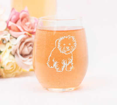 Westie Themed, Dog Stemless Wine Glass - West Highland Terrier Gift for Men and Women - 17 oz