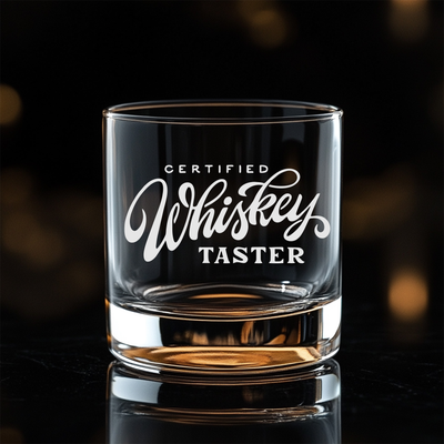 Certified Whiskey Taster Whiskey Rocks Glass - Gift for Men and Women -  11 oz.