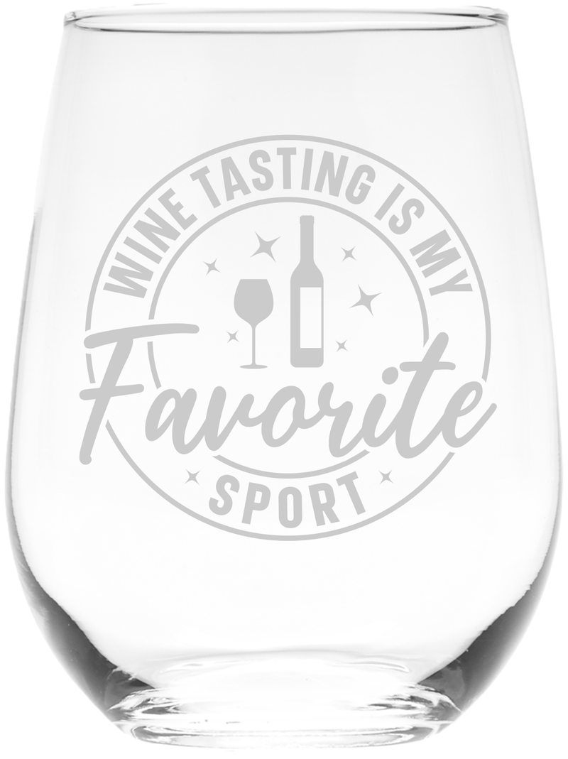 Wine Tasting Is My Favorite Sport Stemless Wine Glasses for Women and Men - 17 oz.