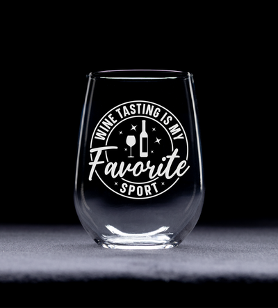 Wine Tasting Is My Favorite Sport Stemless Wine Glasses for Women and Men - 17 oz.