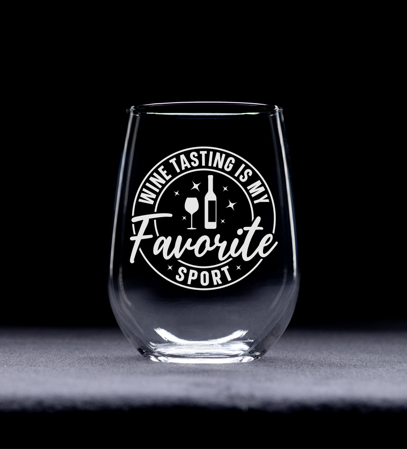 Wine Tasting Is My Favorite Sport Stemless Wine Glasses for Women and Men - 17 oz.