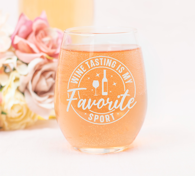 Wine Tasting Is My Favorite Sport Stemless Wine Glasses for Women and Men - 17 oz.
