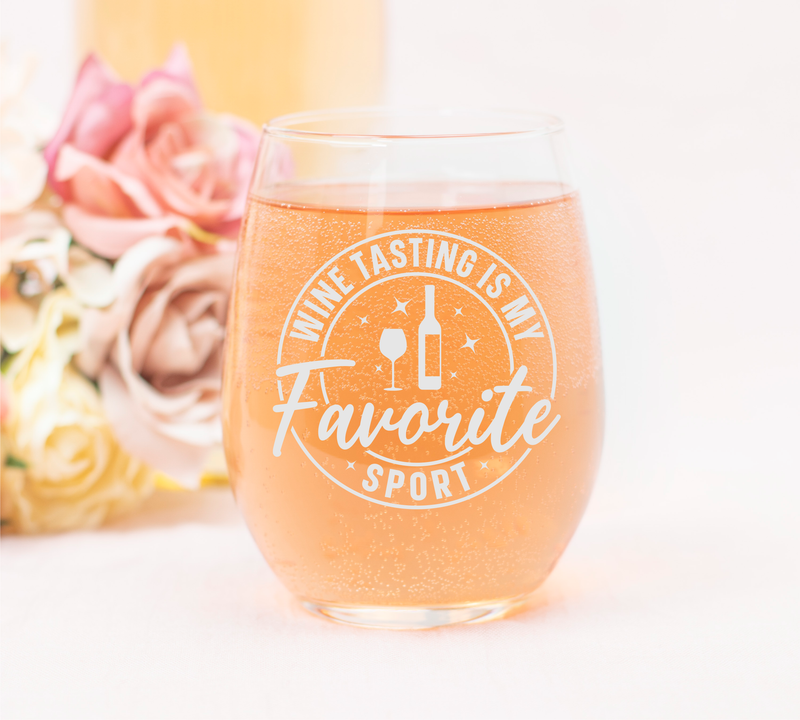 Wine Tasting Is My Favorite Sport Stemless Wine Glasses for Women and Men - 17 oz.