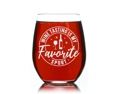 Wine Tasting Is My Favorite Sport Stemless Wine Glasses for Women and Men - 17 oz.