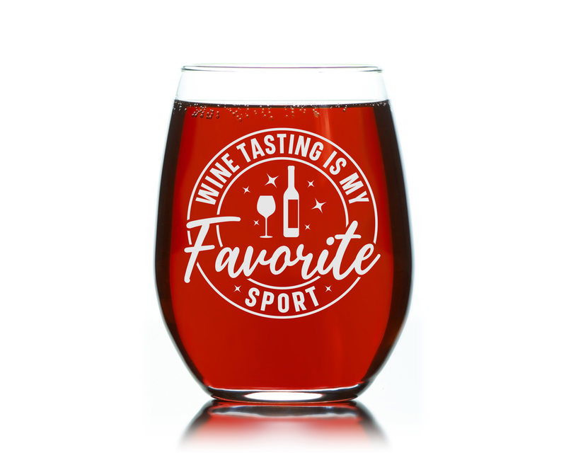 Wine Tasting Is My Favorite Sport Stemless Wine Glasses for Women and Men - 17 oz.