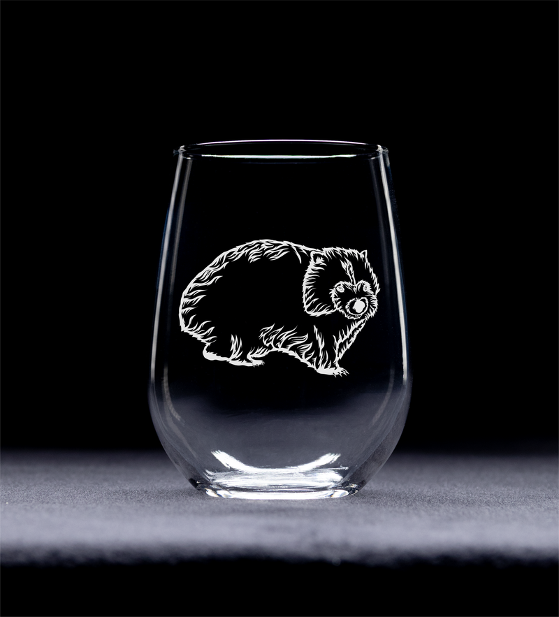 Wombat Stemless Wine Glass - Wombat Themed Gift for Women and Men -  17 oz.