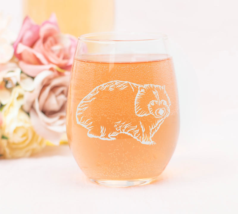 Wombat Stemless Wine Glass - Wombat Themed Gift for Women and Men -  17 oz.