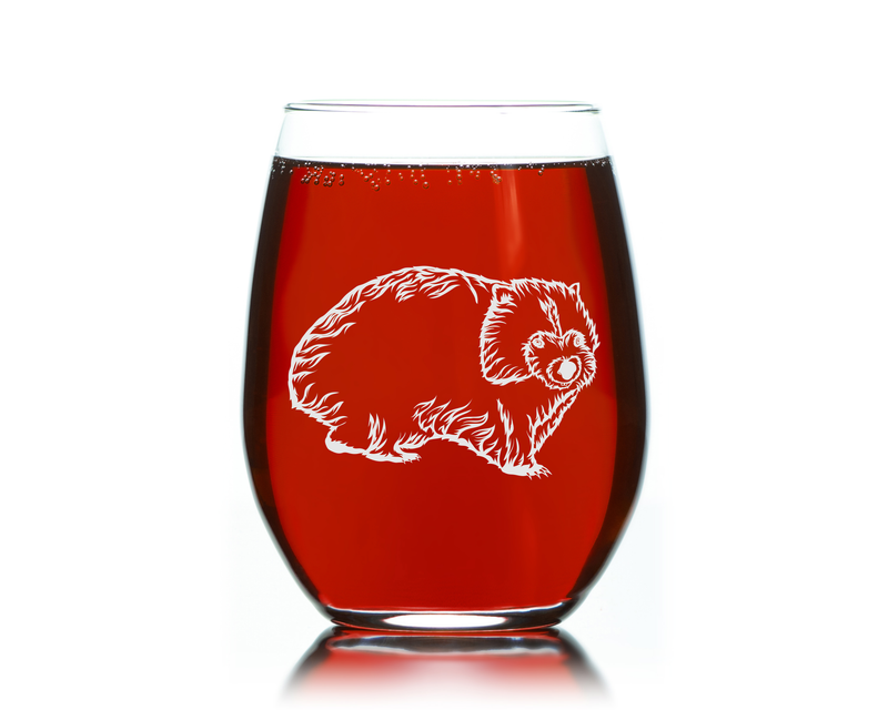 Wombat Stemless Wine Glass - Wombat Themed Gift for Women and Men -  17 oz.