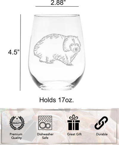 Wombat Stemless Wine Glass - Wombat Themed Gift for Women and Men -  17 oz.