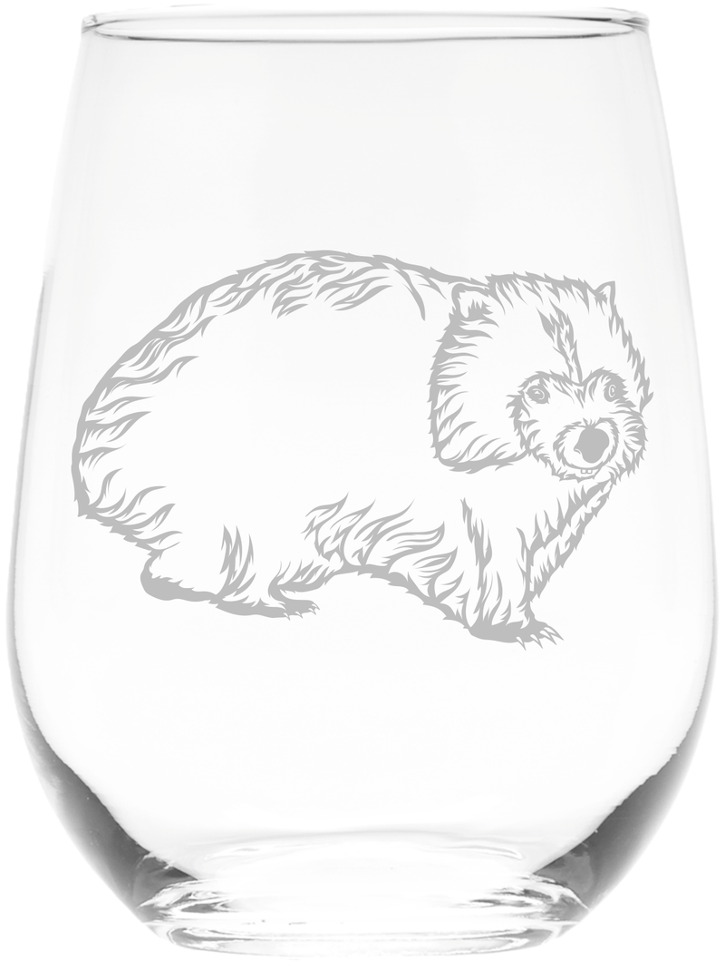 Wombat Stemless Wine Glass - Wombat Themed Gift for Women and Men -  17 oz.