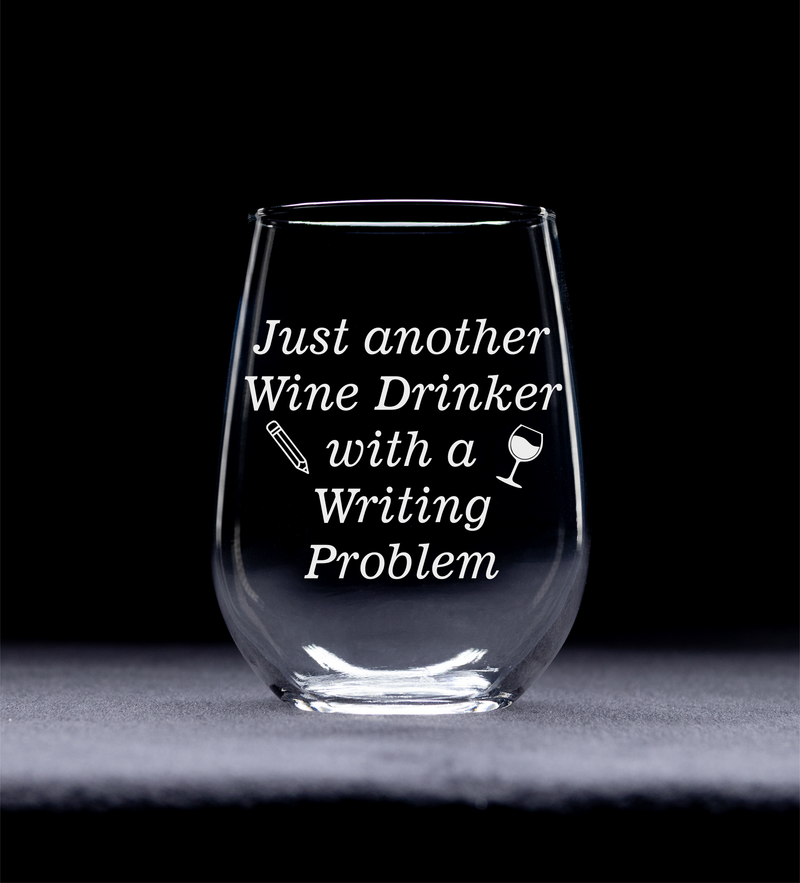 Just Another Wine Drinker With A Writing Problem Funny Stemless Wine Glass - 17 oz.