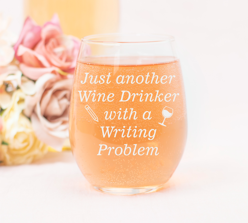 Just Another Wine Drinker With A Writing Problem Funny Stemless Wine Glass - 17 oz.