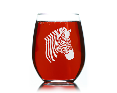 Zebra Stemless Wine glass - Zebra Themed Gift for Women and Men - 17 oz.