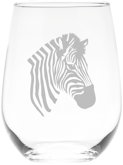 Zebra Stemless Wine glass - Zebra Themed Gift for Women and Men - 17 oz.