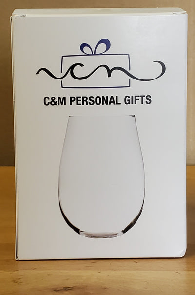 C & M Personal Gifts Buddha Engraved Stemless Wine Glass (Pack of 1) –Yoga Wine Glass, Let the Shit Go Funny Glass, 17 Oz Glass Gift for Him or Her, Made in USA