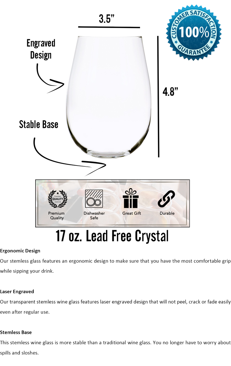 Camera stemless wine glass, 17oz. Lead Free Crystal