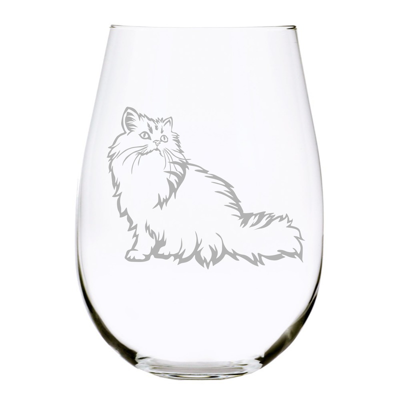 Persian cat stemless wine glass, 17