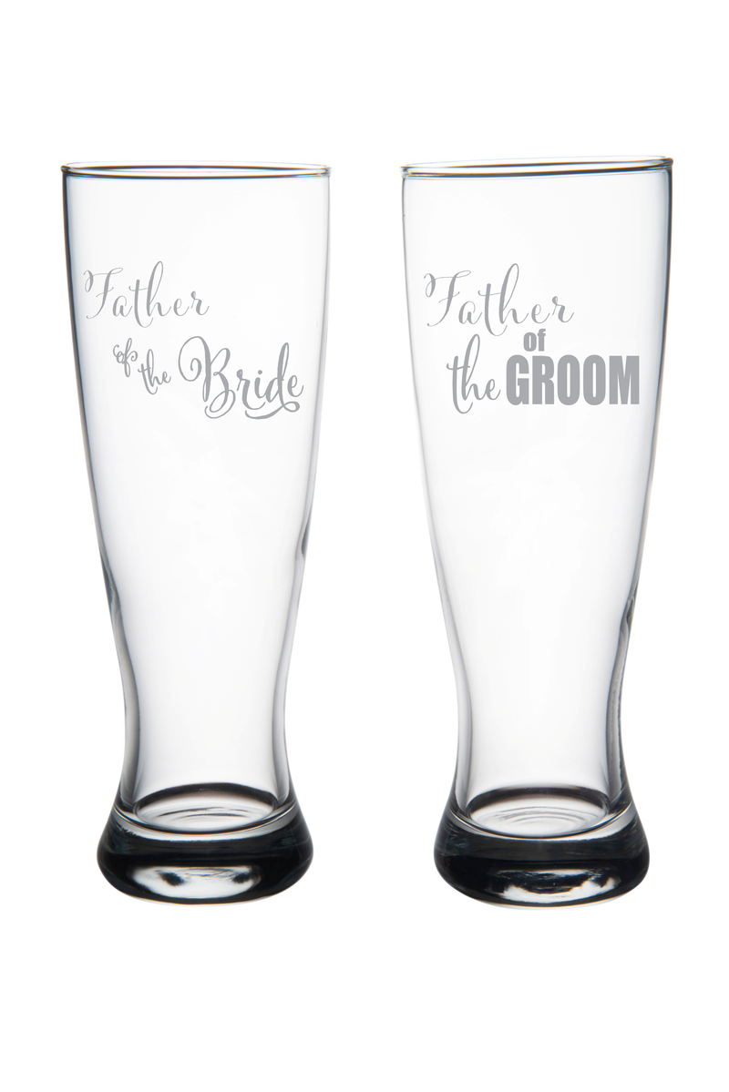 23 oz. Father of the Groom and Father of the Bride Pilsner glass set