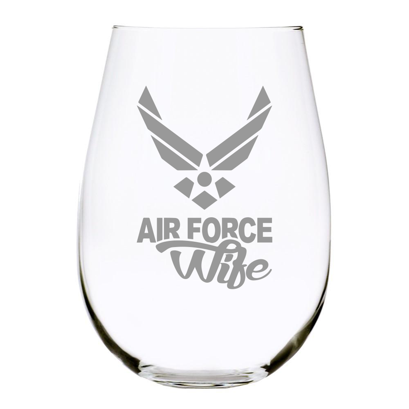 Military Wife, 17oz. Lead Free Crystal stemless wine glass