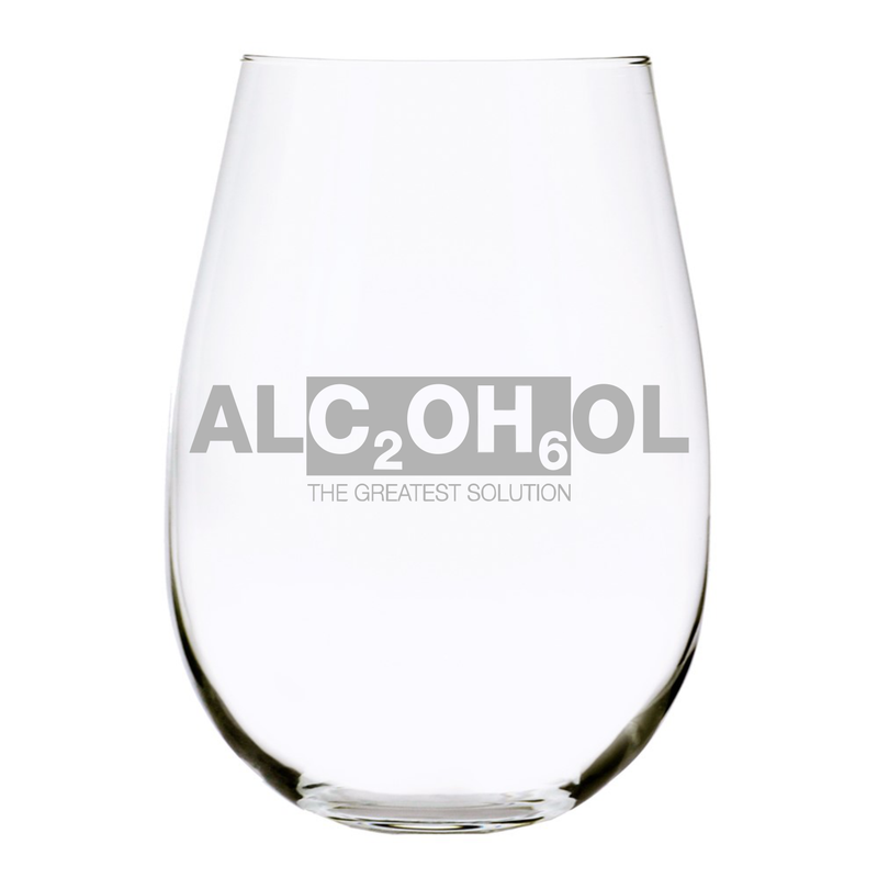 ALCOHOL The greatest Solution stemless wine glass, 17 oz.