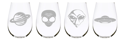 Alien stemless wine glass 17oz. Lead Free Crystal  (set of 4)