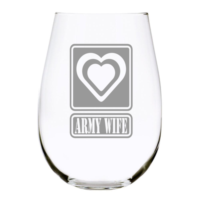 Military Wife, 17oz. Lead Free Crystal stemless wine glass
