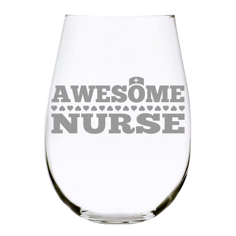 Awesome Nurse, 17 oz. stemless wine glass