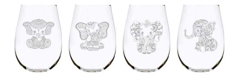 Baby elephant 17oz. Lead Free Crystal Stemless wine glass (set of 4) …