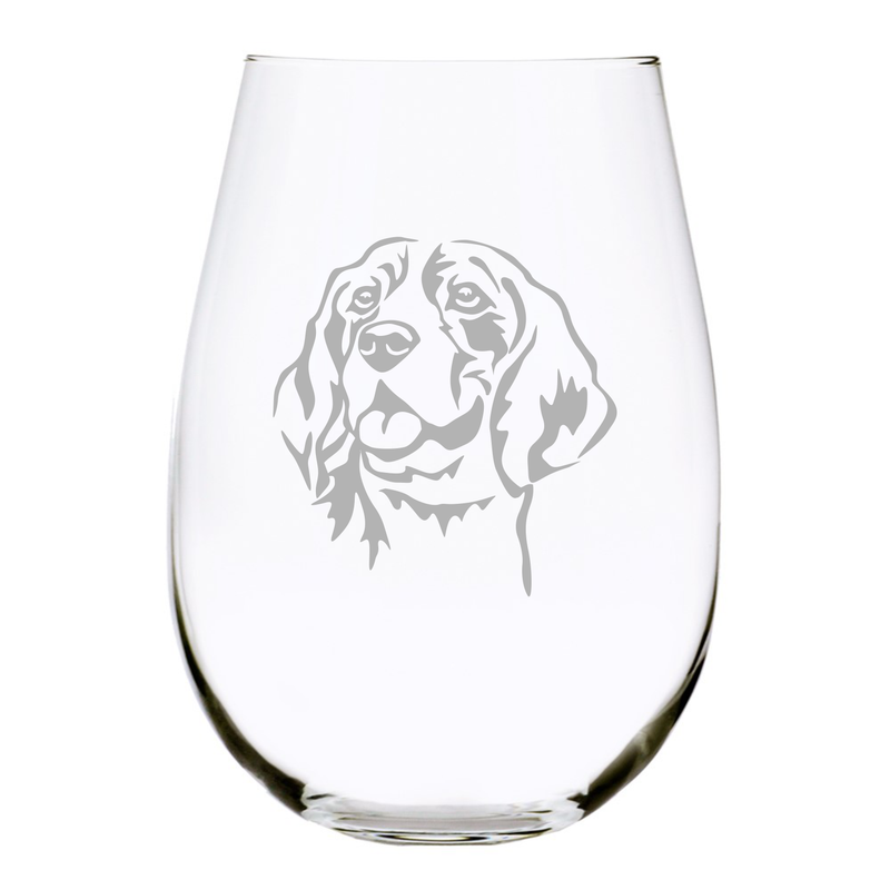 Beagle (B2) themed, dog stemless wine glass, 17 oz.