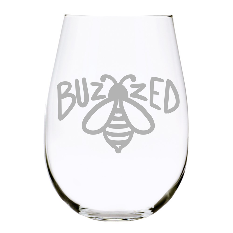 Buzzed bee stemless wine glass, 17 oz.