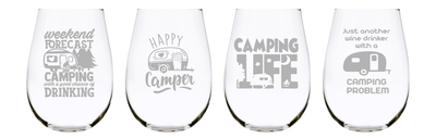 Camping stemless wine glass (set of 4) 17oz. Lead Free Crystal