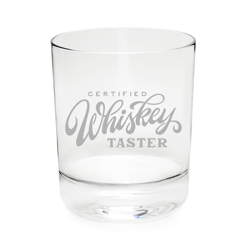 Certified whiskey taster etched whiskey glass, 11 oz.