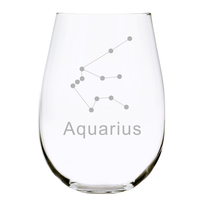 Zodiac Constellations 17 oz. Stemless Wine Glass, Lead Free Crystal