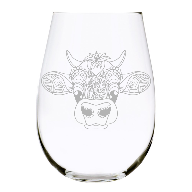 Cow stemless wine glass, 17 oz.
